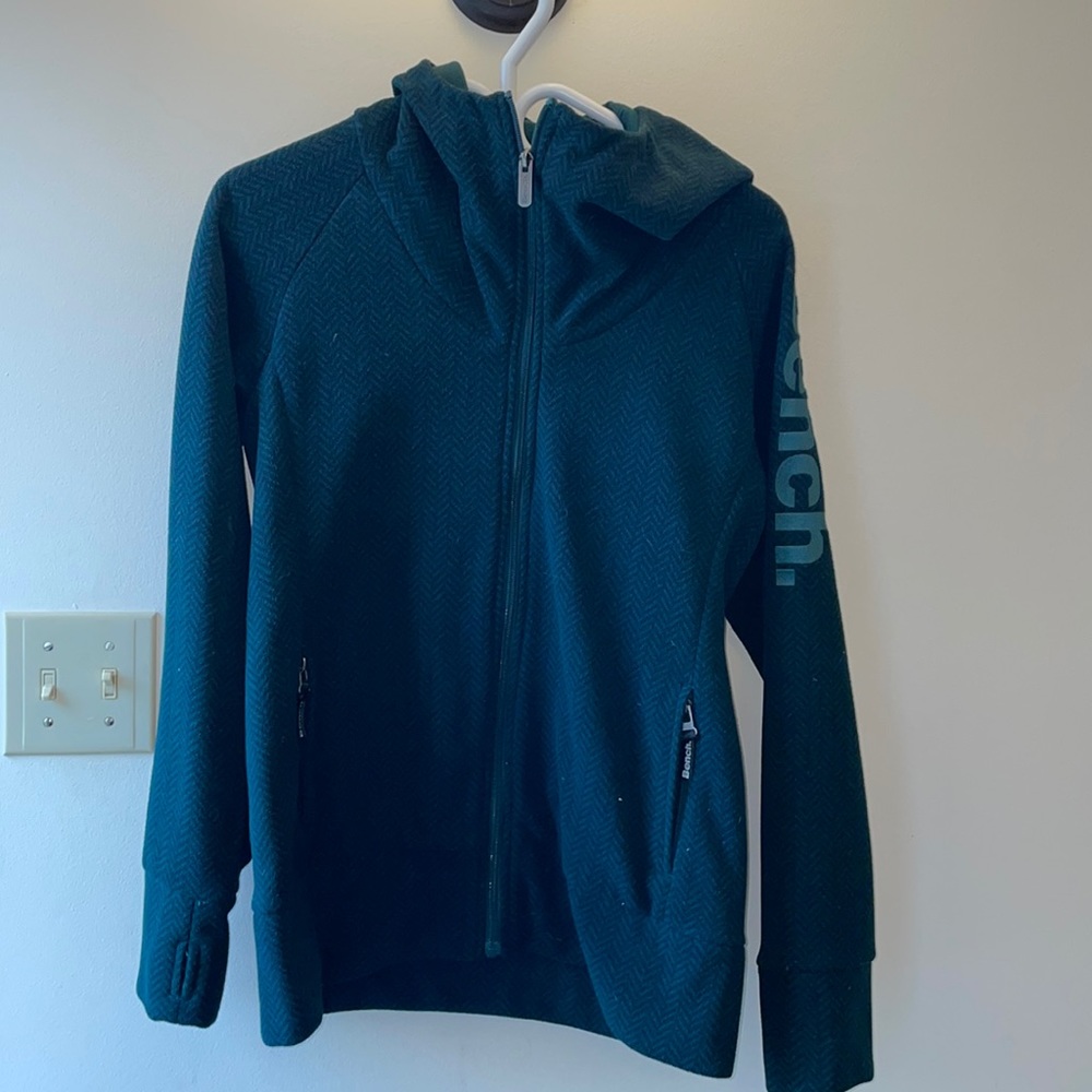 Green and black bench zip hoodie size LG NWOT
